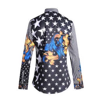 Nový přírůstek Pánské Dlouhý rukáv Slim Košile 2020 Módní Kontrastní tisk Camisas masculina Obchodní Značka mužské šaty, Košile M-4XL