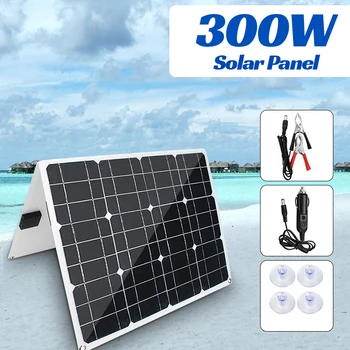 18V 300W Solární Panel Solární Baterie USB QC3.0 Nabíječka Skládací Flexibilní LED Monokrystalického Křemíku Vodotěsné Venkovní Camping