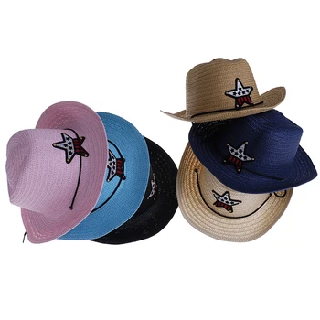 Venkovní dětský jazz klobouk letní čepice chlapců a dívek, pět-špičaté hvězdy patch sluneční klobouk roztomilé děti na pláži hledí
