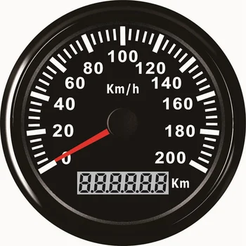 Nový 85mm, Rychloměr, Počítadlo kilometrů Tachometr Měřidlo 200 km/h Pro Auto Truck Motor Auto S Červeným Podsvícením 12V/24V (Pulsní Signál)