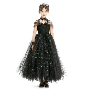 Elegantní Černé Shining Spark Baby Dívky Tutu Šaty pro Strany Černá Princezna Děti Dívky Vánoční Šaty Halloween Kostýmy
