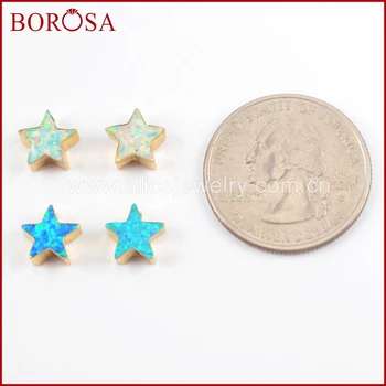 BOROSA 10KS 8mm Hvězda Zlatá Barva Módní Muž-vyrobené Opal Korálky, Smíšené Barvy Japonské Opál Přívěsek Korálky pro Náhrdelník Šperky G1508
