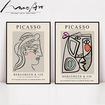 Picasso Abstraktní Obraz Canvas Art Plakát obývací pokoj dekorace Minimalistický plakát Domácí dekoraci moderní ložnice dekor