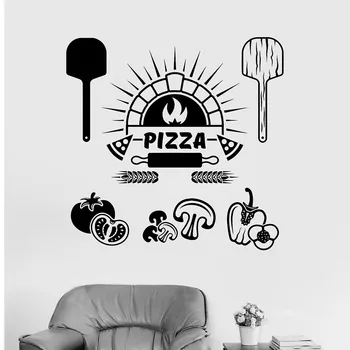 Pizza Znak Okna Samolepka Kuchyň Vinyl Zeď Obtisk Pizza, Italská Restaurace, Vaření Samolepky Art Mural Store Logo M180