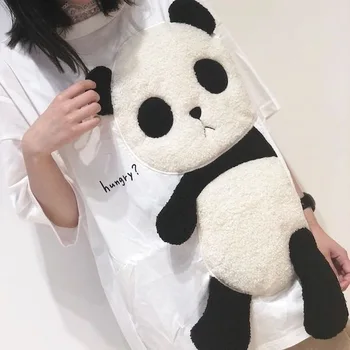 Panda chlupaté výšivky s krátkým rukávem T-shirt dámy korejský volné Harajuku pár rodič-dítě oblečení