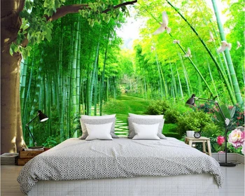 Beibehang Vlastní Tapetu Domů Dekorativní Nástěnná malba Stromy Bamboo Forest Road Svěžest 3D TV Stěna Pozadí, 3d tapety nástěnné malby