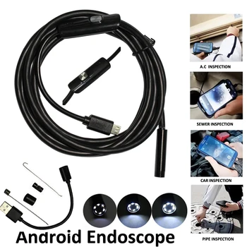 Android Telefon Inspekční Kamera 7MM 1M 2M 5M objektiv Endoskop inspekce Potrubí IP68 Vodotěsné 480P HD micro USB Had Fotoaparát