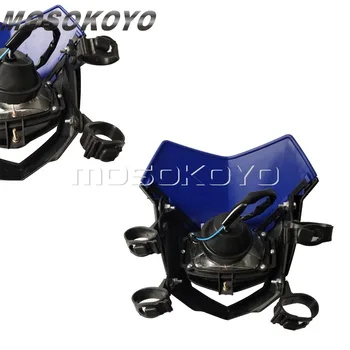 Modrá Enduro Supermoto Světlomet H4 12V 35W Dual Sport Světlomet pro Yamaha YZ450F YZ250F YZ125 YZ85 WR450 WR250F WRF426