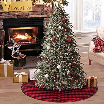 Vánoční Strom Sukně Červené a Černé Buffalo Kostkované Vánoční Ozdoby Pro Domácí Vánoční Holiday Party Dekorace malé stromy 2020