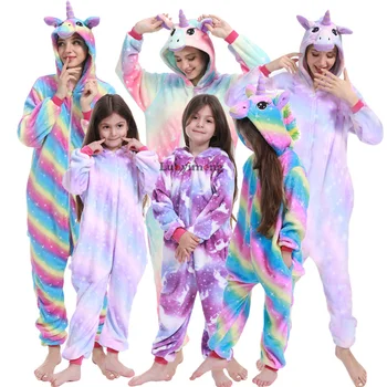 Zimní S Kapucí Zvířat Onesie Děti Kigurumi Pyžamo Jednorožec Oblečení Na Spaní Pro Ženy, Erotické Pyžamo Chlapci Dívky Panda Pijama Dítě Kostým