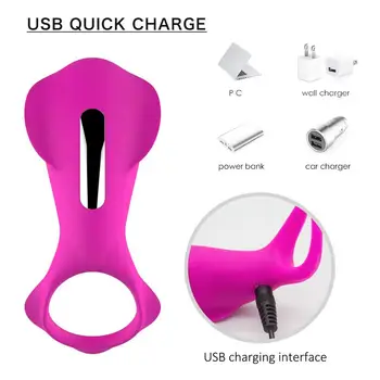 36 Rychlost Penis Vibrační Zpoždění Masážní strojek, USB Nabíjecí Penis Slicone Kroužky Klitoris Stimulace Flirtování Hračky Expanzní Přístroje