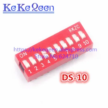 100KS/LOT Přímou volbou kódu přepněte DIP spínač Barva Červená Modrá DS-10 10Bit 10 Pozici Kódování DS hřiště Straně Pin=2.54 mm