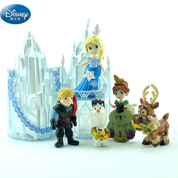 6 ks/lot Bílá Frozen Elsa Sněhová Královna Akční Princezna panenka plus castle dívka Anna Hračka Údaje o 6-16 cm