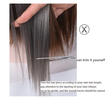 MANWEI Dlouhé rovné syntetické barvy Oberon vlasy rozšíření šedá červená růžová klip v předních duha vlasy