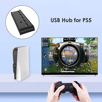 6 v 1 USB Hub USB Rozbočovač Expander Adaptér S USB5A + 1C Porty Pro PS5 PlayStation 5 Digitální Vydání Původní Konzole Import