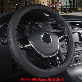 HuiER D Tvar Auta Volant Kryt PU Kůže Pro Volkswagen VW Bora 2016 2017 2018 D Typ Car Styling Auto volant