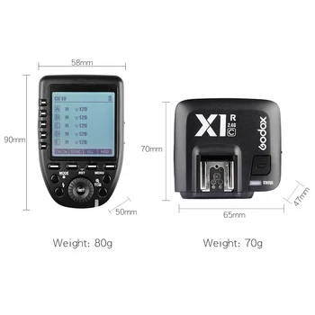 Godox Xpro-C E-TTL II 2.4 G X Systém Bezdrátového Ovládání Dálkové ovládání s 2x X1R-C Regulátor Přijímač kompatibilní pro Canon Flash