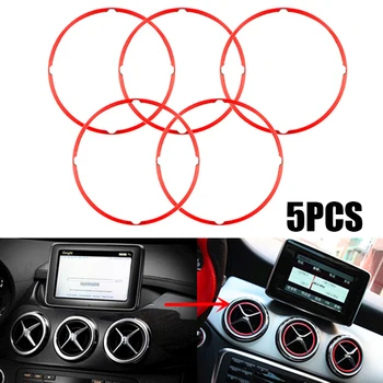 5kusů Dekorativní Kroužky Vysoce Kvalitní Hliníkové slitiny Red Air Vent Zásuvky Kroužek Kryt střihu Vhodné pro Mercedes-Benz GLA