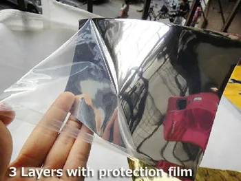 Vysoce elastických zrcadlo silver Chrome Zrcadlo flexibilní Vinyl Zábal List svitkový Film Auto Samolepka Obtisk List 7 Velikostí pro výběr