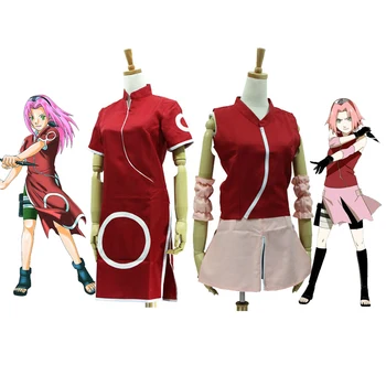 Anime Naruto Cosplay Haruno Sakura 1. Generace Cheongsam Šaty Kostým 2. Generace Sada Oblečení