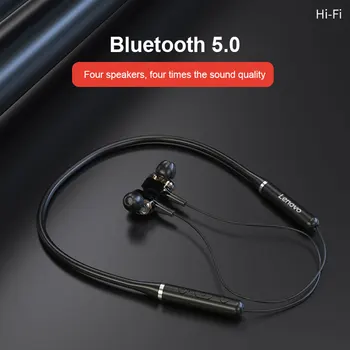 Originální Lenovo QE66 V5.0 Bezdrátová Sluchátka Bluetooth Sluchátka, Čtyři Reproduktory Stereo Magnetické In-Ear Sportovní Sluchátka Pro Telefon