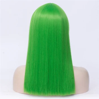 GAKA Dlouhé Rovné Bob Zelené Vlasy Syntetické Paruky Cosplay pro Ženy s Bang Vysoké Teploty Tepla Vláken
