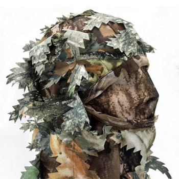 3D Maskovací Vojenské Prodyšný Venkovní Camo Full Face Pokrývky hlavy, List Lese Polyester Rybaření Lov Taktické