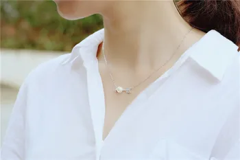 2020 S925 Sterling Silver Přívěsek Náhrdelníky Ženy, Korean Módní Verze Boha Lásky Šíp Pearl Klíční Kost Řetěz Romantické Šperky