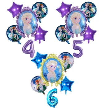 Disney Frozen Elsa Karikatura Princezna Série 6ks/sada Balónky Děti, Hračky, Narozeniny, Party Dekorace Dodávky Fólie Počet Balónků