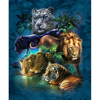 DIY 5D Diamond Malování Zvířat, lev, tygr, leopard Cross Stitch Mozaika vyšívání Vyšívání Vzory Drahokamu Domova dárky