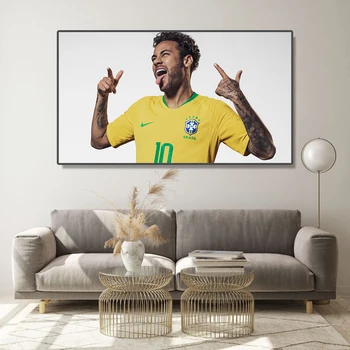 Neymar Plakáty Fotbalová Hvězda fotbalista Obrázky a Brazílie Otisky Malířské Plátno Umění Zdi Obraz pro Obývací Pokoj Cuadros