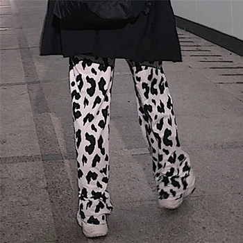 Kráva Tisk Kalhoty Ženy Korejský Styl Kráva Tisk Široký Nohou Kalhoty Harajuku Kalhoty Letní Korean Oblečení Streetwear Ženy