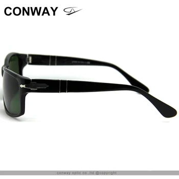 Conway Retro Pánské sluneční Brýle Obdélníkového Nerd Značky Návrhář Osobní Sluneční Brýle 70 je Plný Ráfek Acetát Odstíny Brýle Černé