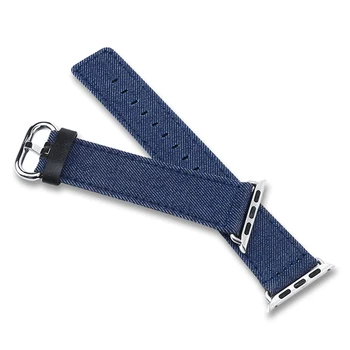 Modré Džínové Náramek Fabric Popruh pro Apple Watch Band 44 mm 42 mm 40 mm 38 mm Sport Jean Hodinek pro iWatch Série 1 2 3 4 5