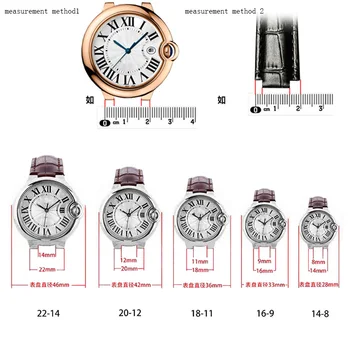 Originální kožené hodinky kapela 14x8mm 16x9mm 20x11 22x11mm 24x12mm barvy, řemínek Náhradní pás pro modrý balónek, hodinky řetězce