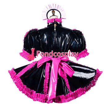 Sissy maid pvc šaty uzamykatelné Uniformy cosplay kostým šitý na Míru[G3790]
