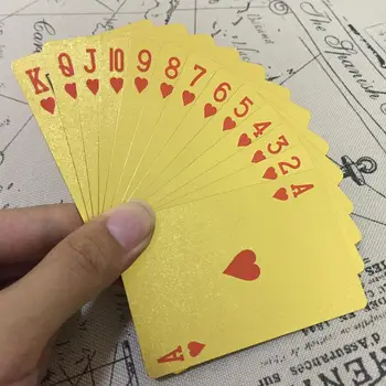 Nový Bavit Zlaté Hrací Karty Balíček Gold Fólie Poker Karty 24K Plastové Fólie Hrabla Odolné Vodotěsné Karty Drop Loď
