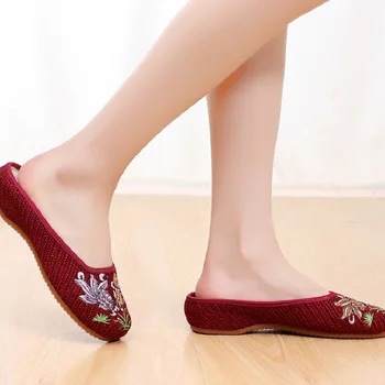 Cresfimix sandalias ženy módní jaro & léto pohodlné skluzu na ploché sandály lady roztomilé retro výšivka sandál boty c2257