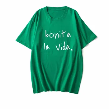 Bonita la vida tisk ženy t-shirt krátký rukáv bavlna t-košile pro muže a ženy harajuku grafické vánoční tričko tees holky