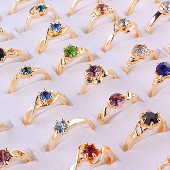 QianBei Velkoobchod 50ks/nastavit Nové Ženy Šperky Crystal Drahokamu Prsten Růžové Zlato Barva Ženy Prsteny Zásnubní Snubní Prsten