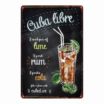 Mojito Starý Kubánský Vintage Plechové Znamení Pina Colada Plakát Bar Pub Doma Zdi Dekor Tmavé Bouřlivé Deska Metal Art Sticker N309