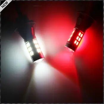 (2) Bílá/Červená Dual-Barva 1156 7506 P21W BA15s LED Náhrada Žárovky Pro Auta Zálohování Reverzní Světla A Zadní Mlhové světlo Konverze