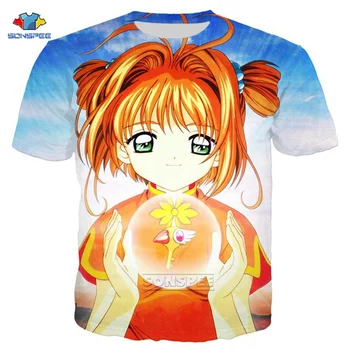 SONSPEE Anime, Sakura Card Captor T-Shirt 3D Tisk Roztomilý Cartoon Girl T Shirt Ženy, Tričko Mužů Letní Krátký Rukáv Streetwear Top