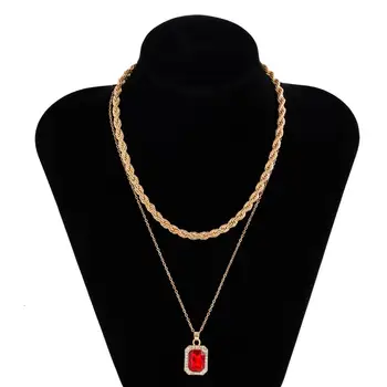 Salircon Kpop Multicolor Luxusní Crystal Přívěsek Náhrdelník pro Ženy Vintage Estetické Tenký Řetěz náhrdelník Náhrdelník Šperky Dárky