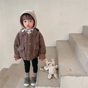 Dětské Oblečení Dívky Větrovka Podzimní a Zimní Kabáty 2021 Nové Kožešiny Svetr Korean Módní Rychlá Doprava