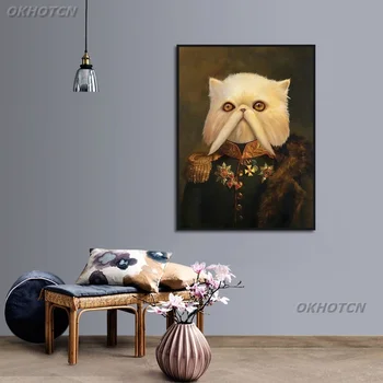 Nordic Styl Vintage Kočičí Hlavy Plátno Malování Zvířat Generálmajor Plakát A Tisk Wall Art Obraz Domova Obývací Pokoj Dekorace