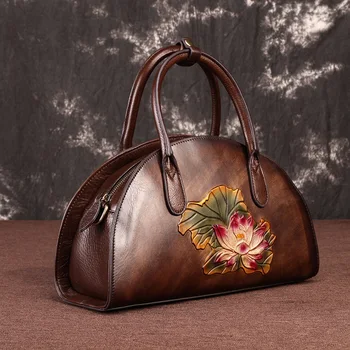 Vintage Ženy, Originální Kožený Messenger Tašky Květinové Reliéfní Vysoce Kvalitní Luxusní Ženské Vyťukává Shoulder Cross body Bag Kabelka