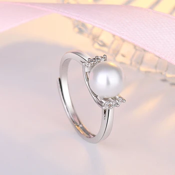 Bali Jelry Módní Prsten 925 Stříbro Pearl Šperky Zirkony Drahokam Otevřete Prsteny, Doplňky pro Ženy, Svatební Zásnubní Dropshipping