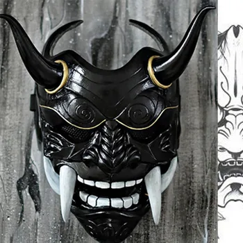 Prajñā Maska Japonský Samuraj Latexová Maska Celý Obličej Děsivé Prajñā Halloween Kostým Cosplay Assassin Rekvizity Děsivé Cosplay Rekvizity