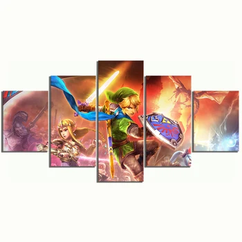 Otisky Umění Zdi Obrázky 5 Kusů Legend Of Zelda Plakát Hyrule Warriors Modulární Hry Home Dekor Plátno Obraz Chlapce Pokoj